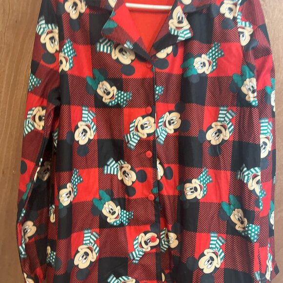 Disney Mickey & Minnie Flannel Winter Pajamas NWT Adult size L - Picture 3 of 4